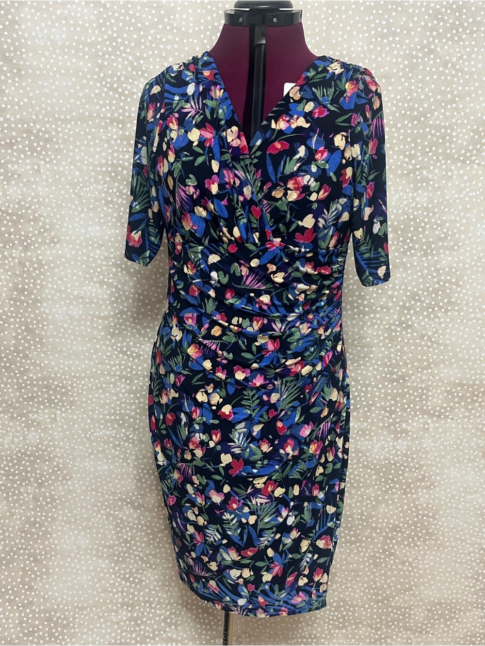 Ralph Lauren  Floral Faux-Wrap Midi Dress
